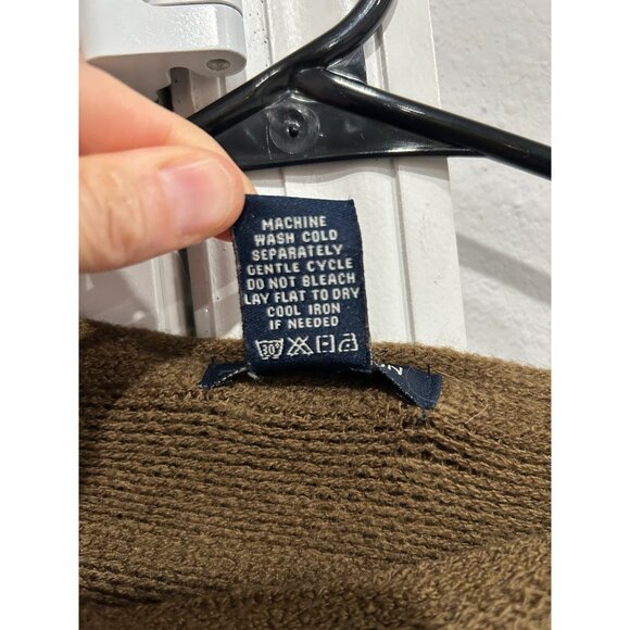 Max Edition Ribbed Layered Fringe Knit Brown Poncho Wrap One Size - Picture 6 of 8